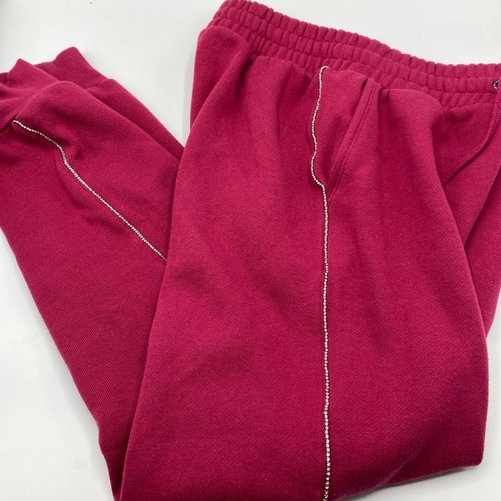 Victoria's Secret On Point Rhinestone Bling Sweatpants Burgundy XS Extra Small